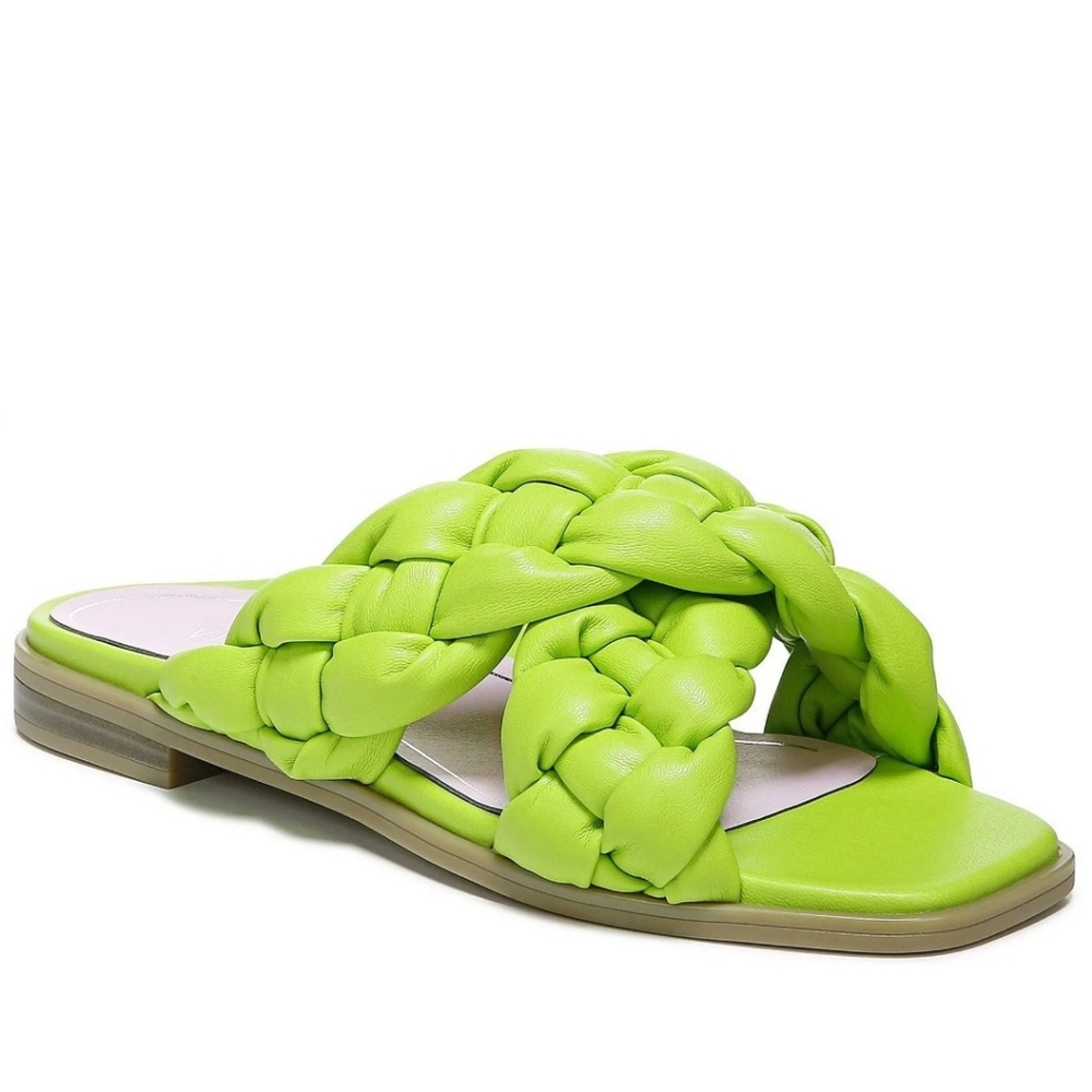 Vionic Braided Cross Strap Slides - Kalina. Lime Green. New, never worn.